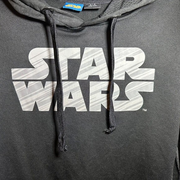 Star Wars Men's Pullover Hoodie Hooded Sweatshirt Black Silver Logo Size Small - Picture 2 of 6